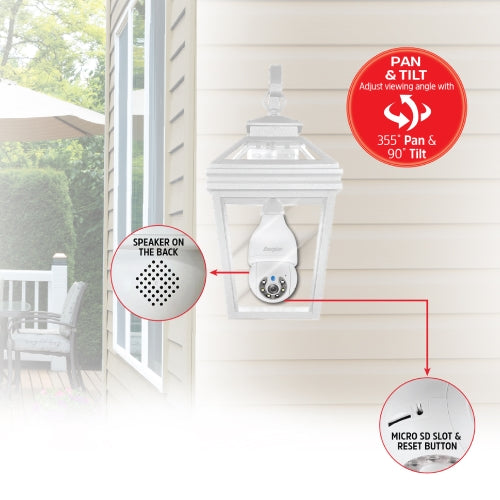 Smart Wifi 2K Bulb Socket Auto Tracking Pan Tilt White Camera