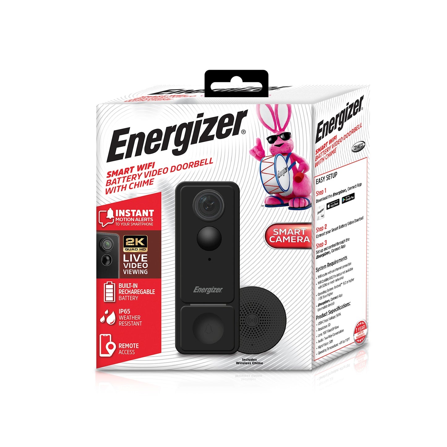 Smart 2K Doorbell & Chime, Rechargeable Battery Video Doorbell Security Camera