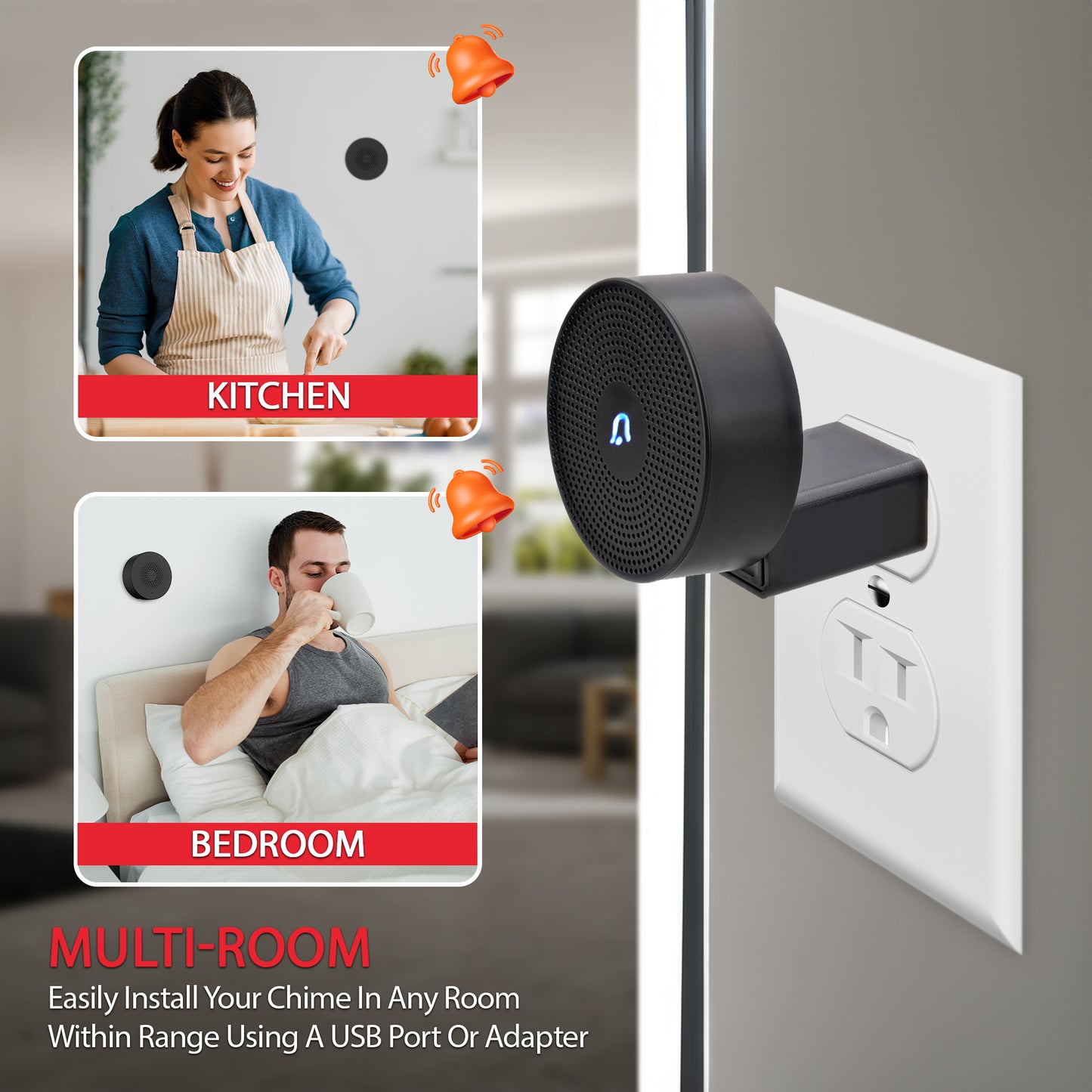 Smart 2K Doorbell & Chime, Rechargeable Battery Video Doorbell Security Camera