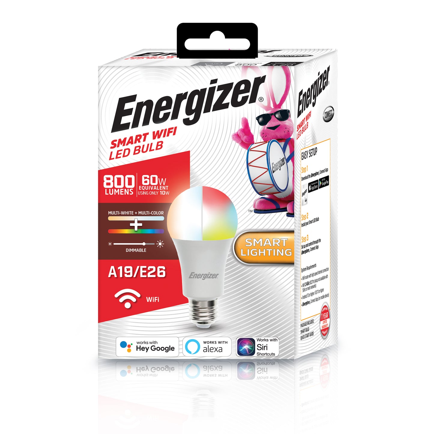 Smart Wifi Multi-Color and Multi-White LED A19/E26 Light Bulb