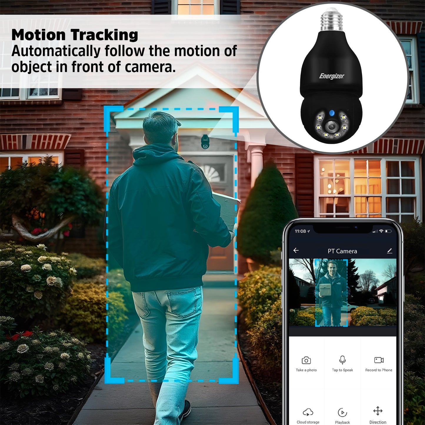 Smart 5GHz 2K Security Auto Tracking P/T Light Bulb Socket Camera