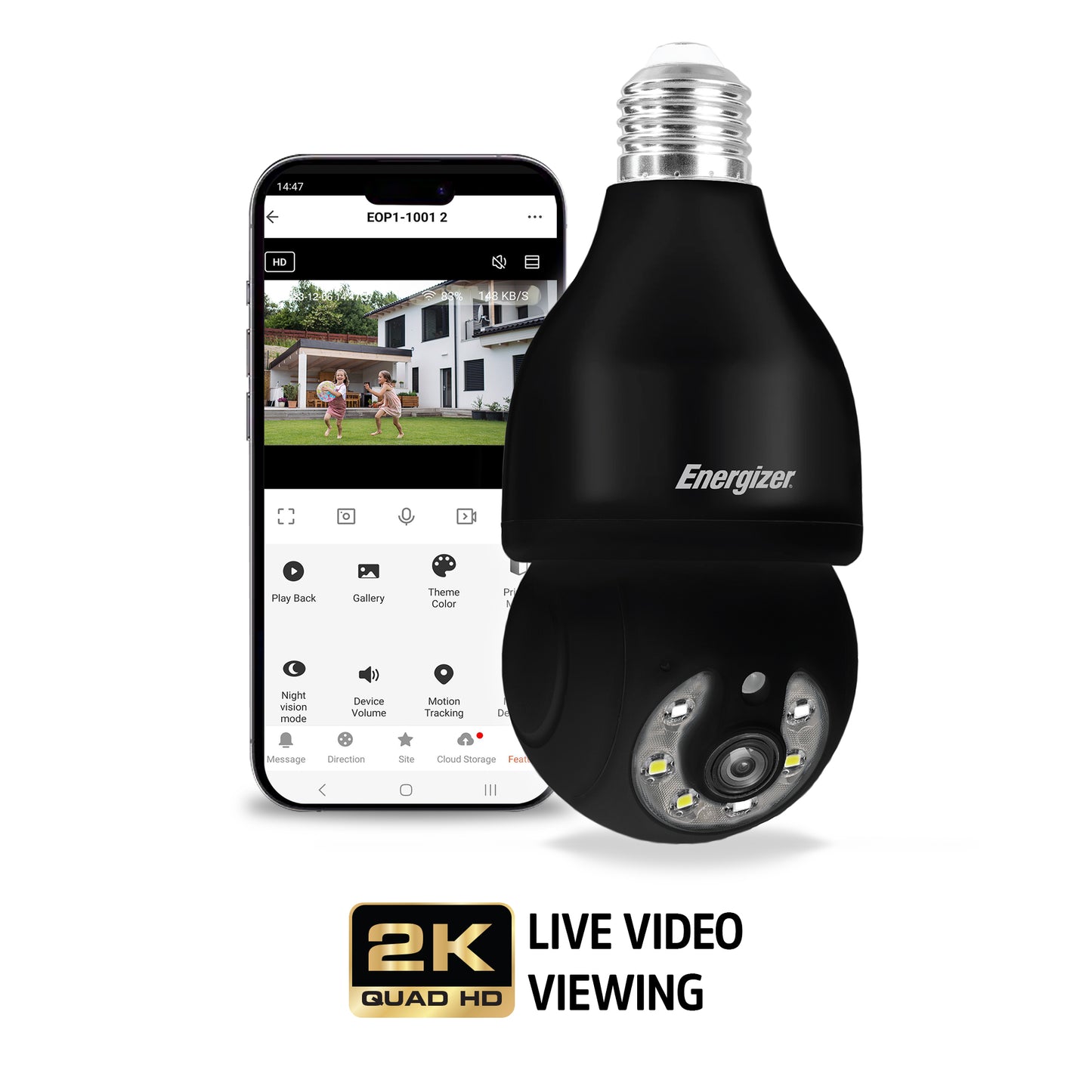 Smart 5GHz 2K Security Auto Tracking P/T Light Bulb Socket Camera