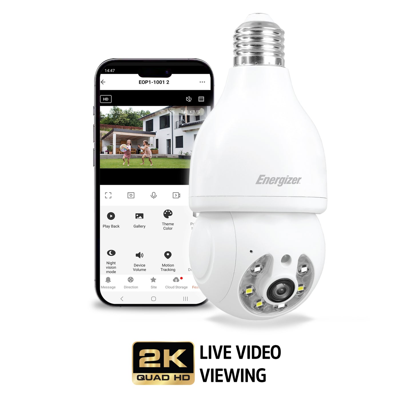 Smart 5GHz 2K Security Auto Tracking P/T Light Bulb Socket Camera