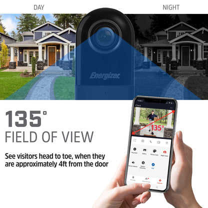 Energizer Connect Smart 5GHz Wi-Fi 2K QHD Wired Video Doorbell with Wireless Chime in Black