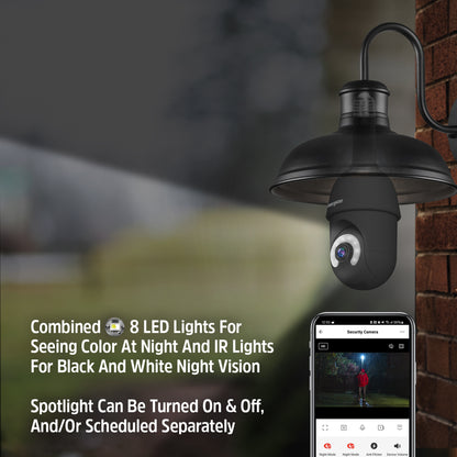 Smart 5GHz 2K Indoor/Outdoor Socket P/T Security Camera with LED Spotlight