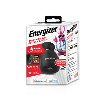 Energizer - Smart 2K WiFi Outdoor Camera – Weather Resistant with Two-Way Audio - Black