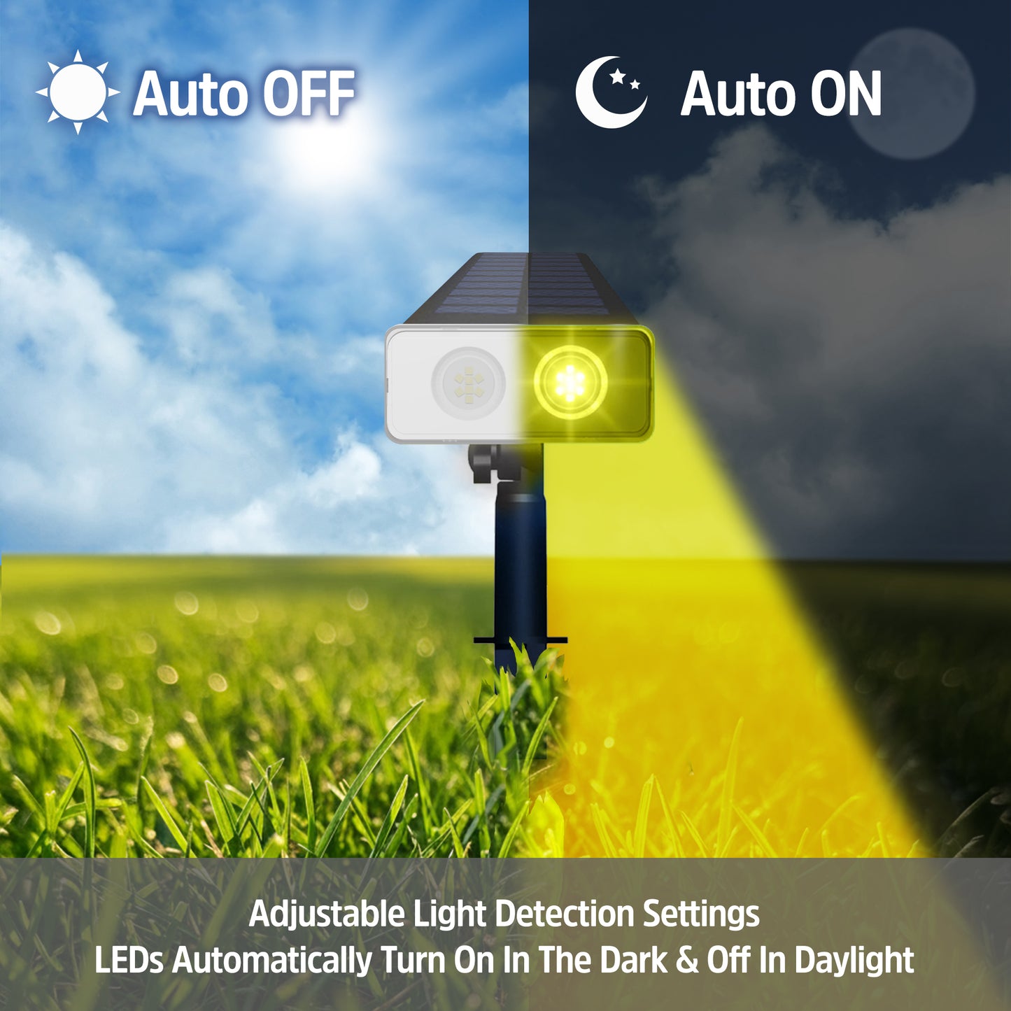 3-Pack Smart Solar Panel Wireless Color-Changing Lighting Landscape Spotlights, Multi-White Options, IP65 Weather Resistant