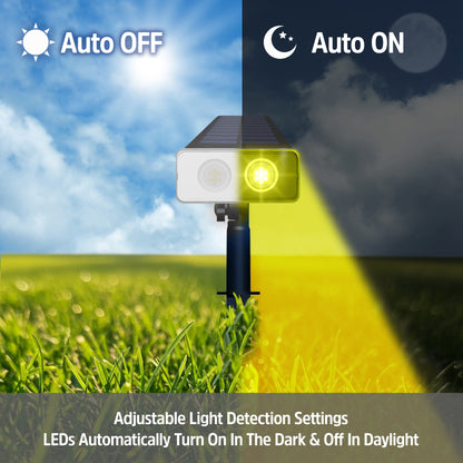 3-Pack Smart Solar Panel Wireless Color-Changing Lighting Landscape Spotlights, Multi-White Options, IP65 Weather Resistant