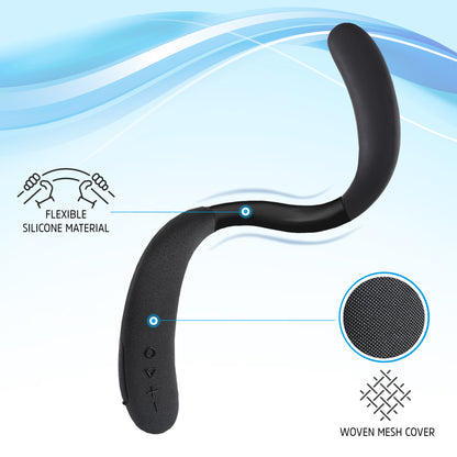 Energizer Smart Wireless Neckband Speaker with Built-In Microphone, App Sound Control, USB-C Charging, AUX & TF Card Playback, Flexible Silicone Neckband