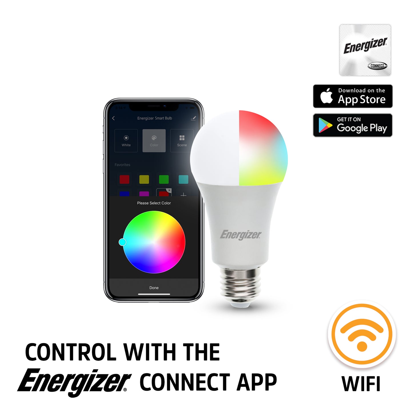 2-Pack Smart Multi-Color & White LED Light Bulbs