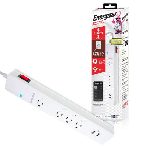 Smart 4 Outlet Surge Protector Power Strip with 2 USB-A Ports