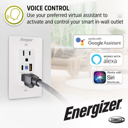 Smart In Wall Outlet 2 AC Ports, 20W Type-C port, 18W USB-A