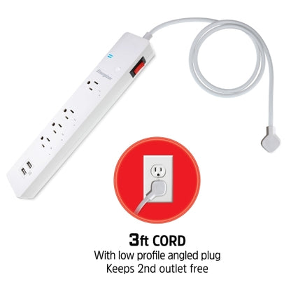 Smart 4 Outlet Surge Protector Power Strip with 2 USB-A Ports