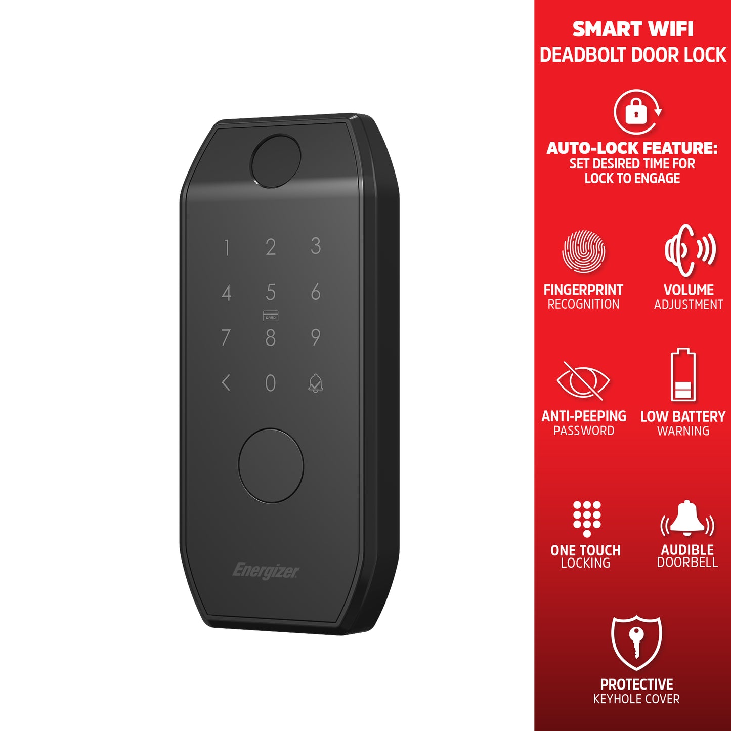 Smart 5 in 1 Deadbolt Door Lock, Fingerprint, Code, Mobile App, Key Fob