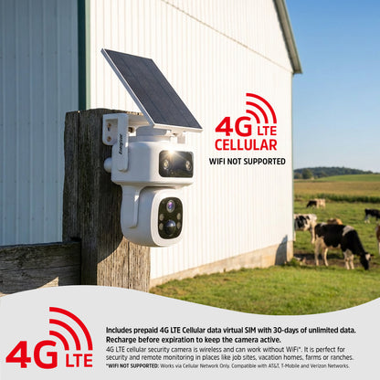 Smart 4G LTE Cellular Outdoor Battery Pan & Tilt Camera with Solar Panel