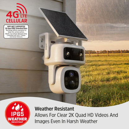 Smart 4G LTE Cellular Outdoor Battery Pan & Tilt Camera with Solar Panel