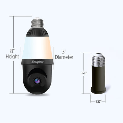 Smart 5GHz 2K Pan and Tilt Camera w/ multi-white 1000 Lumen Lightbulb