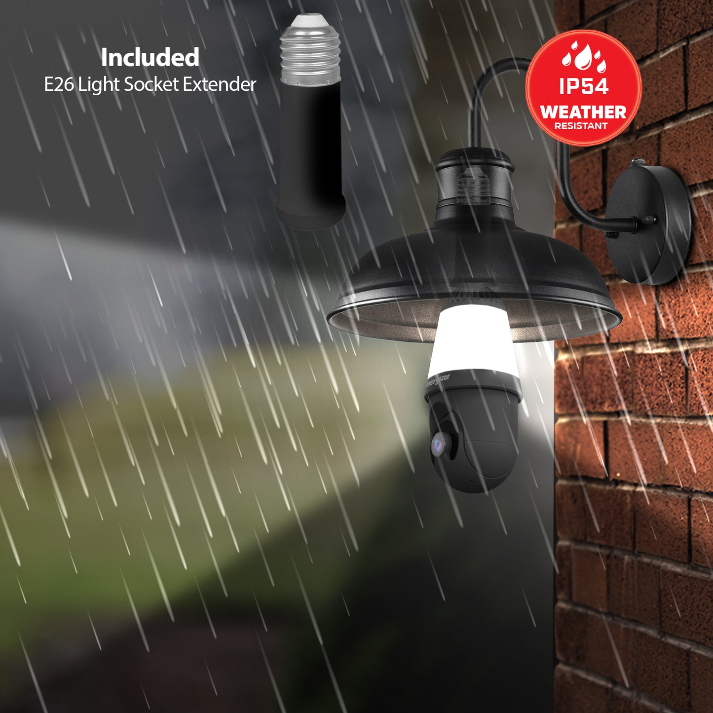 Smart 5GHz 2K Pan and Tilt Camera w/ multi-white 1000 Lumen Lightbulb