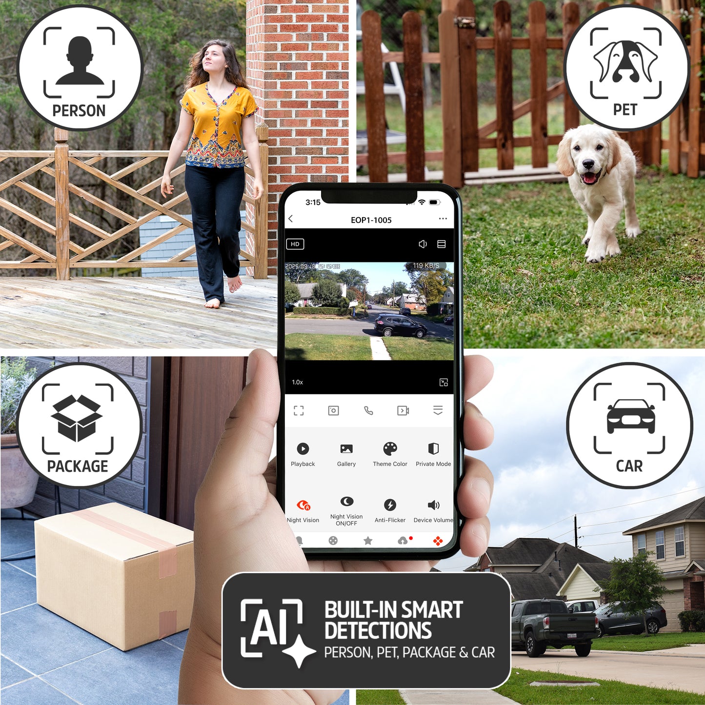 Smart 5GHz 2K Quad HD WiFi 1000 Lumens Light Bulb P/T Security Camera