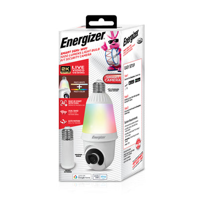 Smart 5GHz 2K Quad HD WiFi 1000 Lumens Light Bulb P/T Security Camera