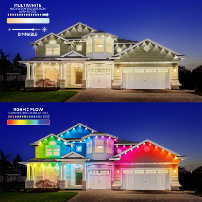 Smart 100 Ft. Outdoor Multicolor Permanent Eaves String Lights