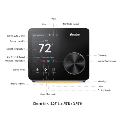 Smart 3.5” LCD Touchscreen Display 5GHz WiFi Programmable Thermostat