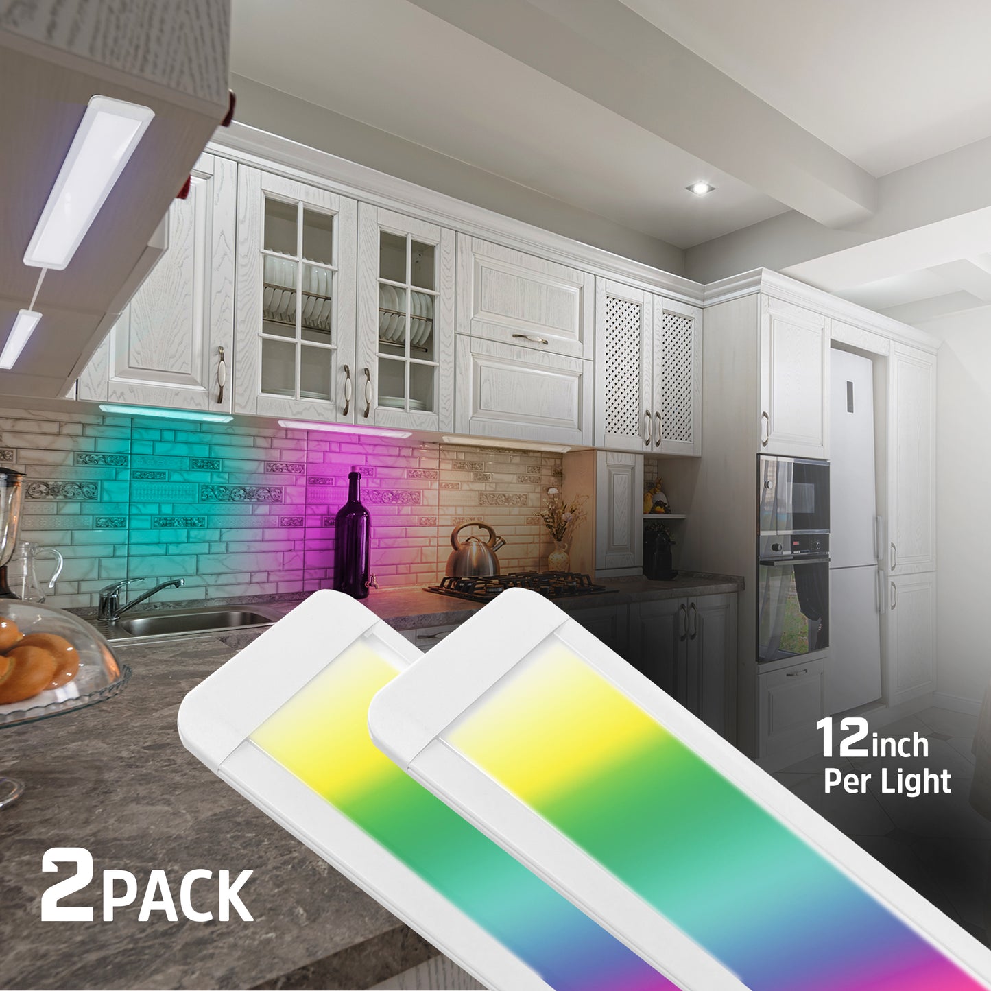 2 Pack Smart Under Cabinet Ultra-Thin Light Bars