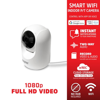 Smart Wi-Fi 1080P Full HD Indoor P/T Security Camera with Motion Tracking