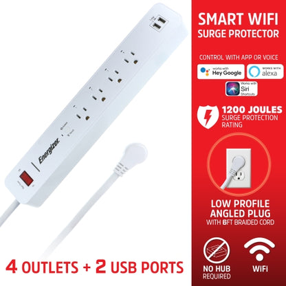 Smart WiFi Surge Protector with 4 AC Ports, 2 USB Ports