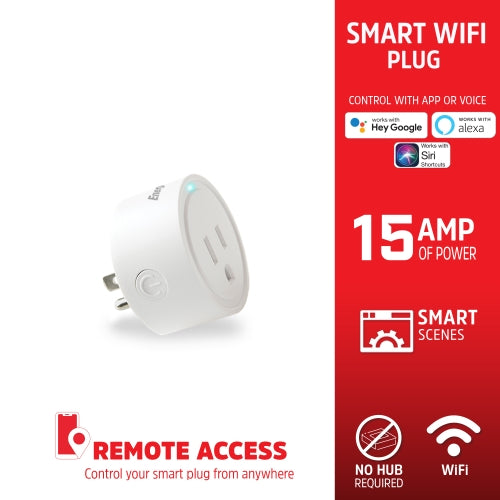 Smart Wi-Fi 15 Amp Wall Outlet Plug, Voice Control, Remote Access, Mobile App