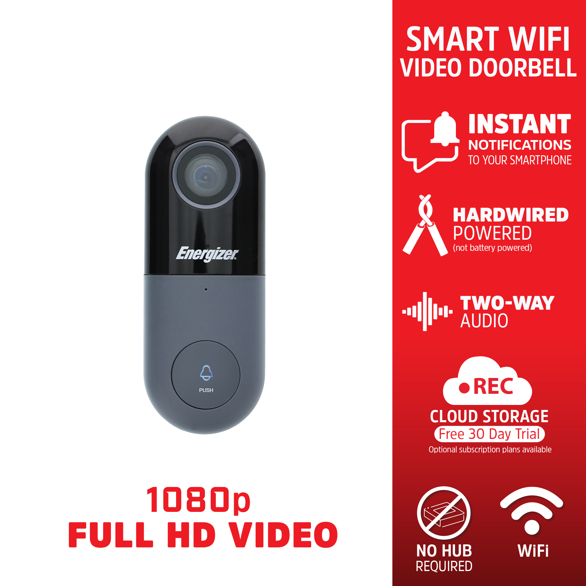 Smart Wifi 1080p Video Doorbell | Energizer