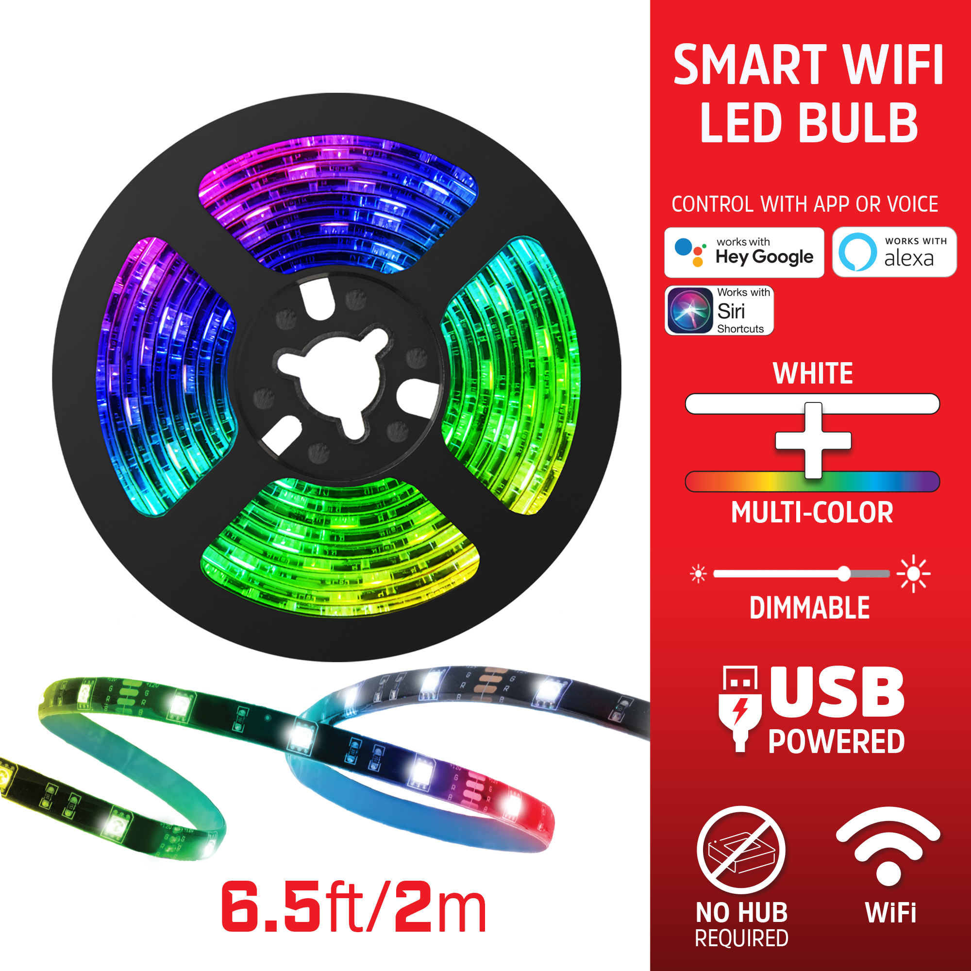 Energizer Connect Eos2-1002-rgb 16.5-Ft. Smart Wi-Fi Indoor/Outdoor White/Multicolor LED Light Strip