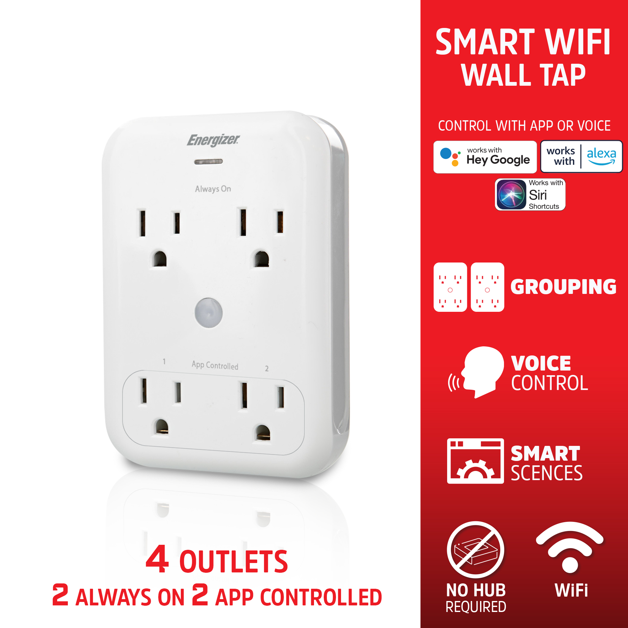 Wireless Wall Tap Smart Plug (4 Outlets,4 USB Ports) - WTP110